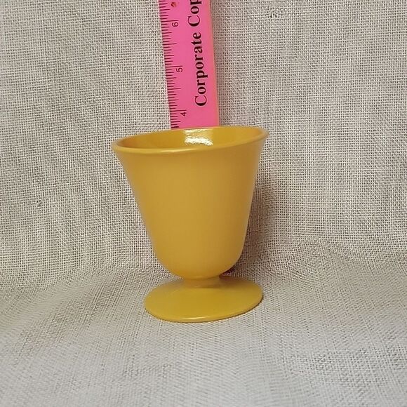 5 Hazel Atlas Milk Glass Ovide moderntone Butterscotch Footed Sundae Glasses - Picture 2 of 4